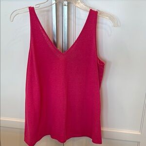 LOFT Pink Tank Top with V-Neckline and Wide Straps